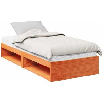 vidaXL Vidaxl - Sof&aacute; Cama Sin Colch&oacute;n Madera Maciza Pino Marr&oacute;n Cera 90x190 Cm