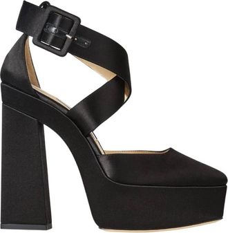 Jimmy Choo London Gian 140 Satin Platform Pumps, Brand Size 37 ( US Size 7 )