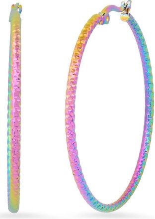 HMY Jewelry Rainbow IP Stainless Steel 44mm Hoop Earrings in Multi at Nordstrom Rack