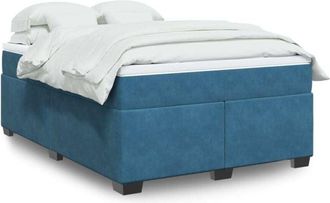 vidaXL Cama Box Spring Con Colch&oacute;n Terciopelo Azul Oscuro 140x200 Cm Vidaxl