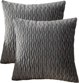 OEM Juego De 2 Fundas De Coj&iacute;n Decorativas De Terciopelo Texturizado, De Estilo Lujoso Y Suave - Gris Oscuro