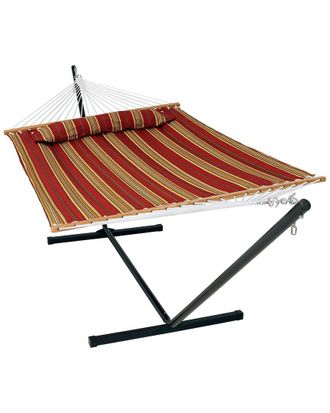 Sunnydaze 2-Person Quilted Spreader Bar Hammock Bed W/ Pillow