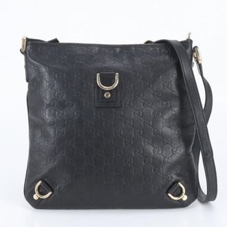 Gucci Black Leather Messenger Bag Shoulder Bag (Pre-Owned)