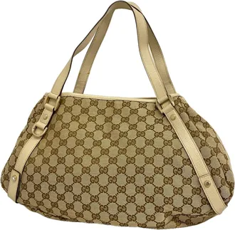 Gucci Beige Brown Canvas Tote Bag (Pre-Owned)