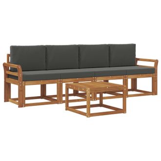 vidaXL Conjunto De Sof&aacute;s De Exterior 5 Pcs Natural Y Antracita Vidaxl