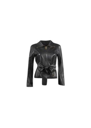 Gucci Black Belted Leather Jacket Size M