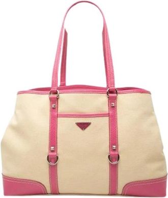 Prada Pre-owned Vintage Canvas Tote Bag - Dames - Vintage Shopper - Veelkleurig - ONE Size - Leer - Vintage