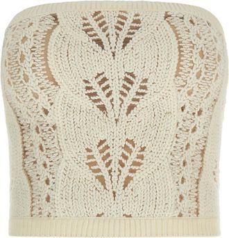 Ermanno Scervino Tops, Dames, Wit, M, Wol, Tricot Wool Bandeau Top