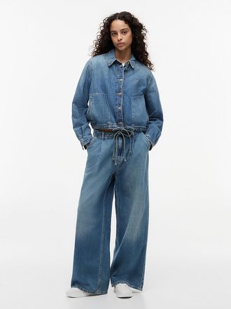 Tommy Hilfiger Womens Tommy Jeans Loose Wide Leg Pull-On Jean - Blue - 27W x LongL