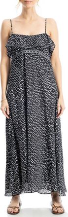 Max Studio Ruffle Empire Waist Maxi Dress in Black/Ivory Polka Dot at Nordstrom Rack, Size X-Small