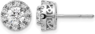 Diamond2Deal 14k Gold 1 ct Lab Grown Diamond Complete Stud Earrings VS Clarity, G-H Color