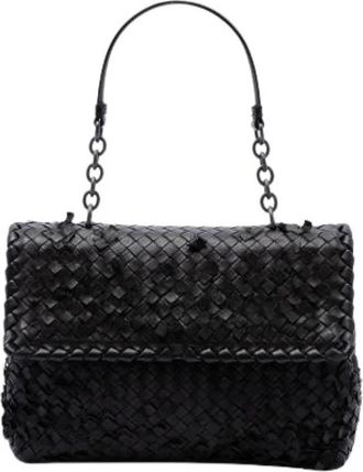 Bottega Veneta Pre-owned Ruffled Woven Shoulder Bag - Dames - Vintage Schoudertas - Zwart - ONE Size - Leer - Vintage