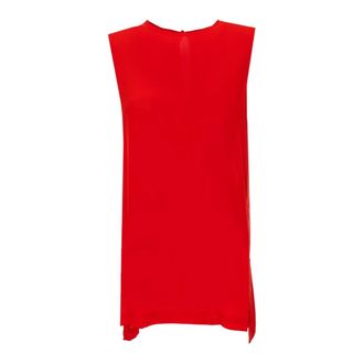 Closed Closed, Sleeveless Tops, female, Red, Size: L Sleeveless Silk Blouse Basic