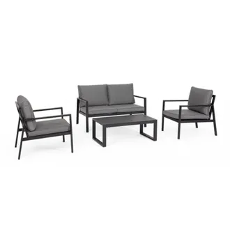 Konte Design Sal&oacute;n con 1 sof&aacute;, 2 sillones y 1 mesa de centro aluminio antracita