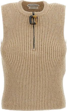 J.W.Anderson Ribbed-knit Quarter-zip Top
