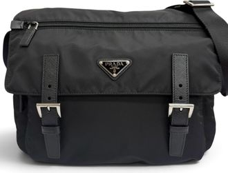 Prada Black Nylon Messenger Bag Shoulder Bag (Pre-Owned)