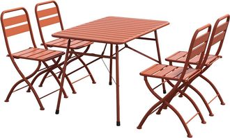 Vente-Unique Comedor de jard&iacute;n plegable de metal - Mesa L.110 cm y 4 sillas - Terracotta - MIRMANDE de MYLIA