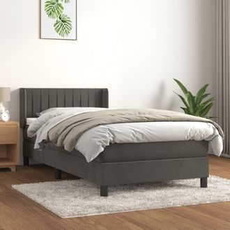 vidaXL Vidaxl - Cama Box Spring Con Colch&oacute;n Terciopelo Gris Oscuro 90x190 Cm