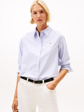 Tommy Hilfiger OXFORD RELAXED FIT SHIRT mit Hemdblusenkragen und Stickerei Baumwolle, relaxed fit