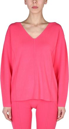 Helmut Lang Fuchsia Solid V Neck Sweater