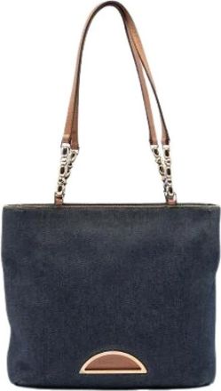 Dior Pre-owned Tote Bags, female, Blue, Size: ONE SIZE Pre-owned Vintage Denim Tote