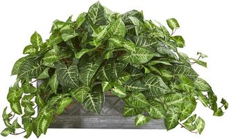 Nearly Natural Nephthytis Artificial Plant In Stone Planter