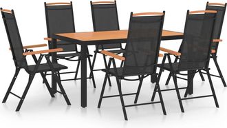 vidaXL Juego De Comedor Para Jard&iacute;n De 7 Piezas Aluminio Negro Vidaxl