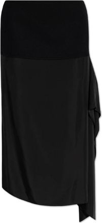 Jil Sander Rok met gemengde materialen - Dames - Midirokken - Zwart - XS - Wol - Rokken