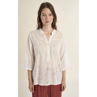 Molly Bracken Geborduurde blouse met Mao-kraag