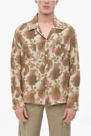 Our Legacy Linen Floral-Print Shirt with Double Pocket size 50