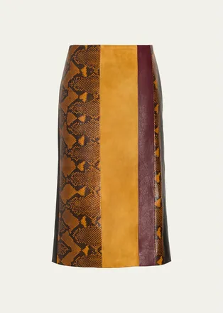 Proenza Schouler Sirine Colorblock Pyhton-Print Leather Skirt