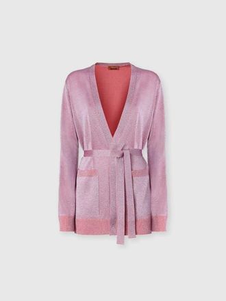 Missoni Viscose Lam&eacute; Cardigan With Belt in Lilac& Pink at Nordstrom, Size 44 It