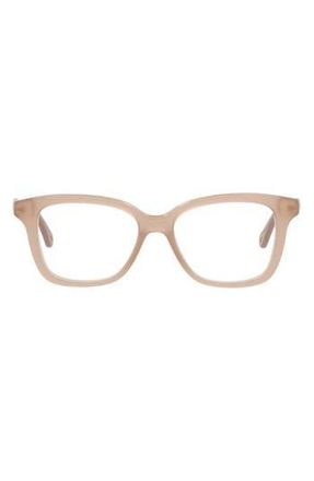 Chlo&eacute; 49mm Square Optical Glasses in Nude Nude Transparent at Nordstrom Rack