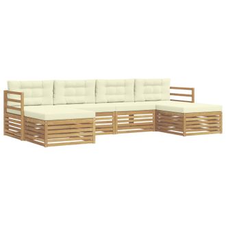 vidaXL Conjunto De Sof&aacute;s De Exterior 6 Pcs Blanco Y Crema Vidaxl