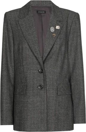 Caroline Biss Caroline Biss - City chic blazer met pins - Dames - Jassen - Grijs - Maat: XL Wol