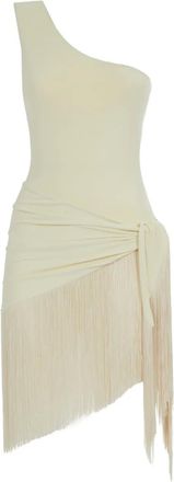 Taller Marmo Costume da bagno Yacare monospalla con frange - Toni neutri