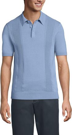 Lands End Short Sleeve Vertical Rib Button Down Sweater Polo in Oasis Blue at Nordstrom, Size Xx-Large