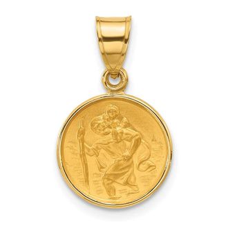 Diamond2Deal 14k Yellow Gold Polished and Satin St. Christopher Medal