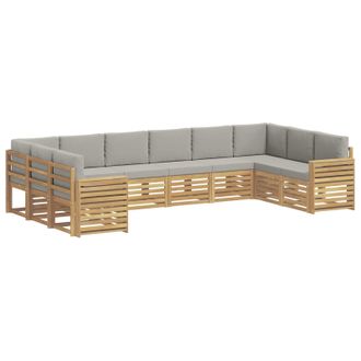 vidaXL Conjunto De Sof&aacute;s De Exterior 10 Uds. Blanco Y Gris Claro Vidaxl