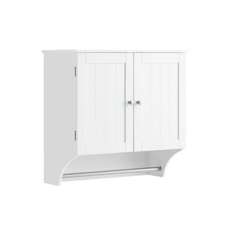 SoBuy Mueble de pared con 2 puertas 1 toallero madera blanco