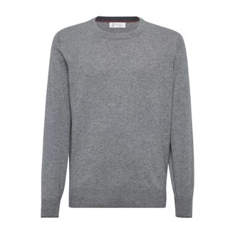 Brunello Cucinelli Truien & Vesten, Heren, Grijs, 2Xl, Kasjmier, Trui met ronde hals