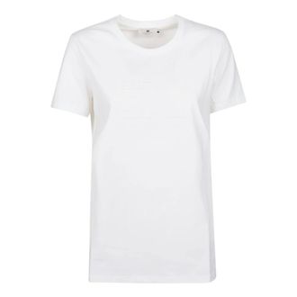 Elisabetta Franchi T-Shirts, female, White, Size: S Embroidered Logo T-Shirt