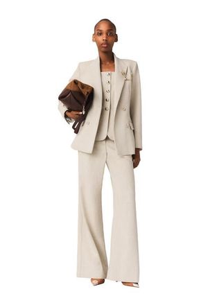Maje Suit jacket with brooch in Beige at Nordstrom, Size 36 Eu