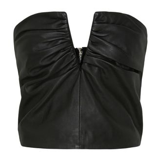 Notyz Top Corset Drapeado - Tops - Mujer - Negro - XL