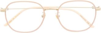Gucci square Interlocking G logo glasses - unisex - Metal (Other)/Acetate - 53 - Gold