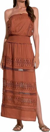 Elan Strapless Crochet Maxi Dress In Clay
