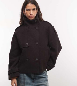 Monki giacca esclusiva con collo a imbuto marrone scuro