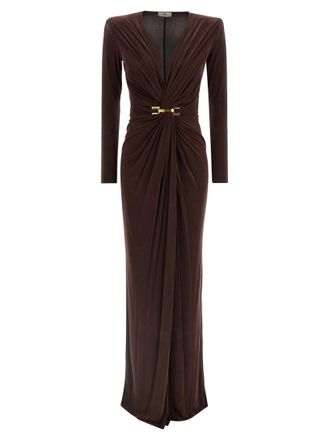 Elisabetta Franchi Brown Red Carpet dress