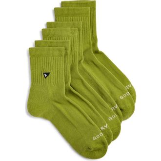 Arvin Goods 3-Pack Quarter Crew Socks in Green at Nordstrom, Size Small