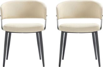Manhattan Comfort Set Of 2 Luce Textured Leatherette Dining Chairs With Metal Legs